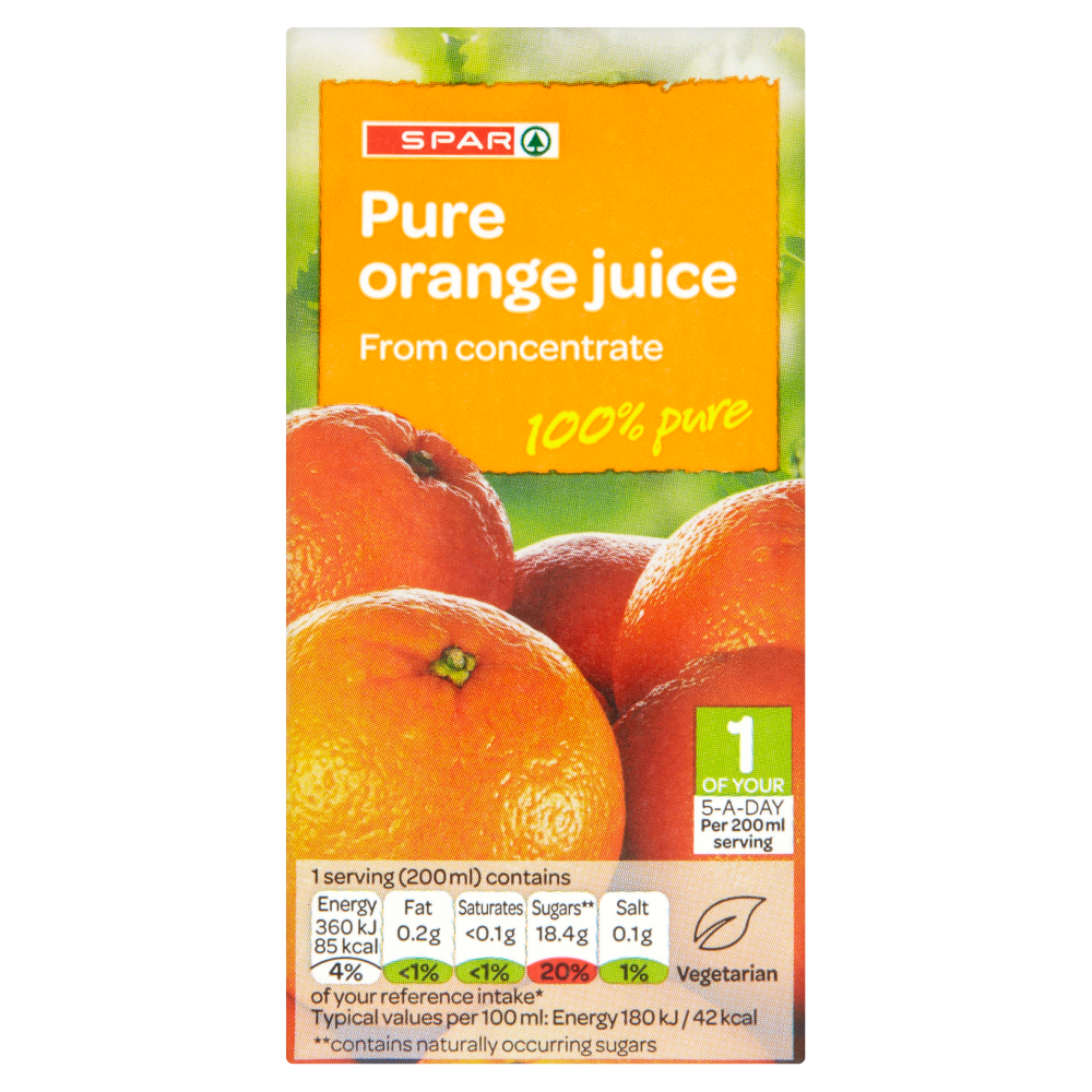 Spar Pure Orange Juice from Concentrate 200ml Cannich Stores